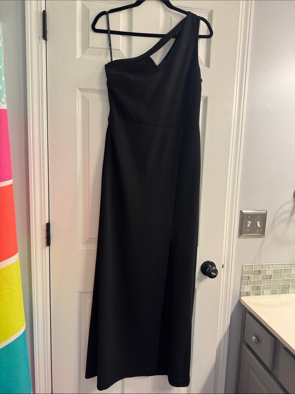 RACHEL Rachel Roy Black One-Shoulder Evening Gown